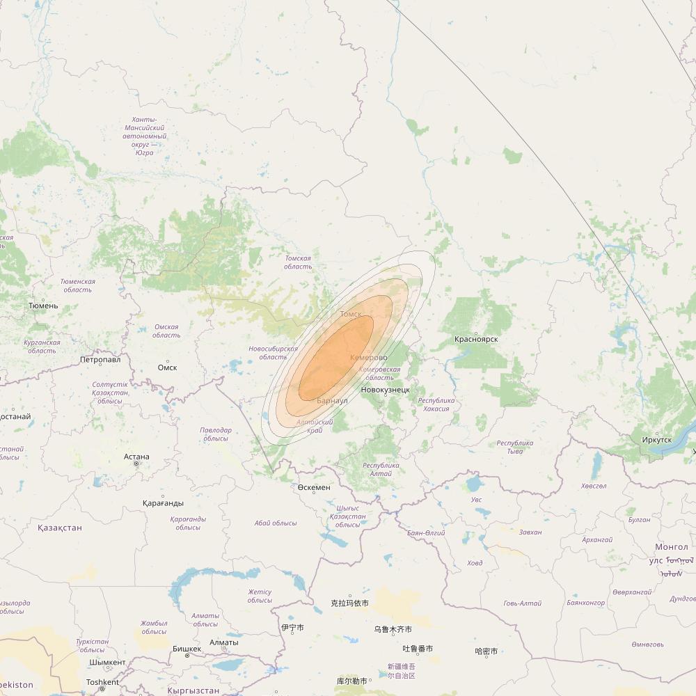 Yamal 601 at 49° E downlink Ka-band Spot28 Pol B MG-2 beam coverage map