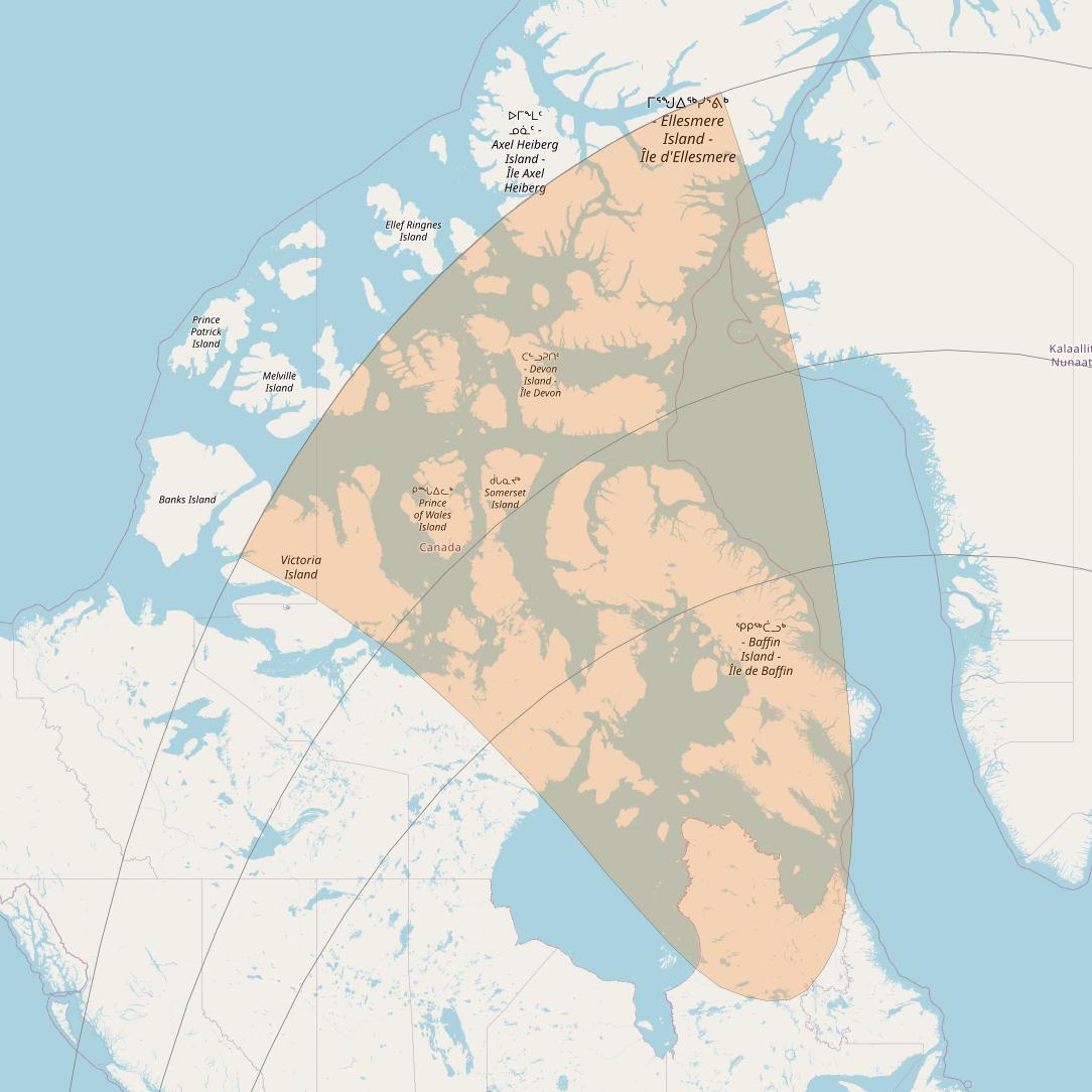 Inmarsat GX2 at 55° W downlink Ka-band S38DL Spot beam coverage map