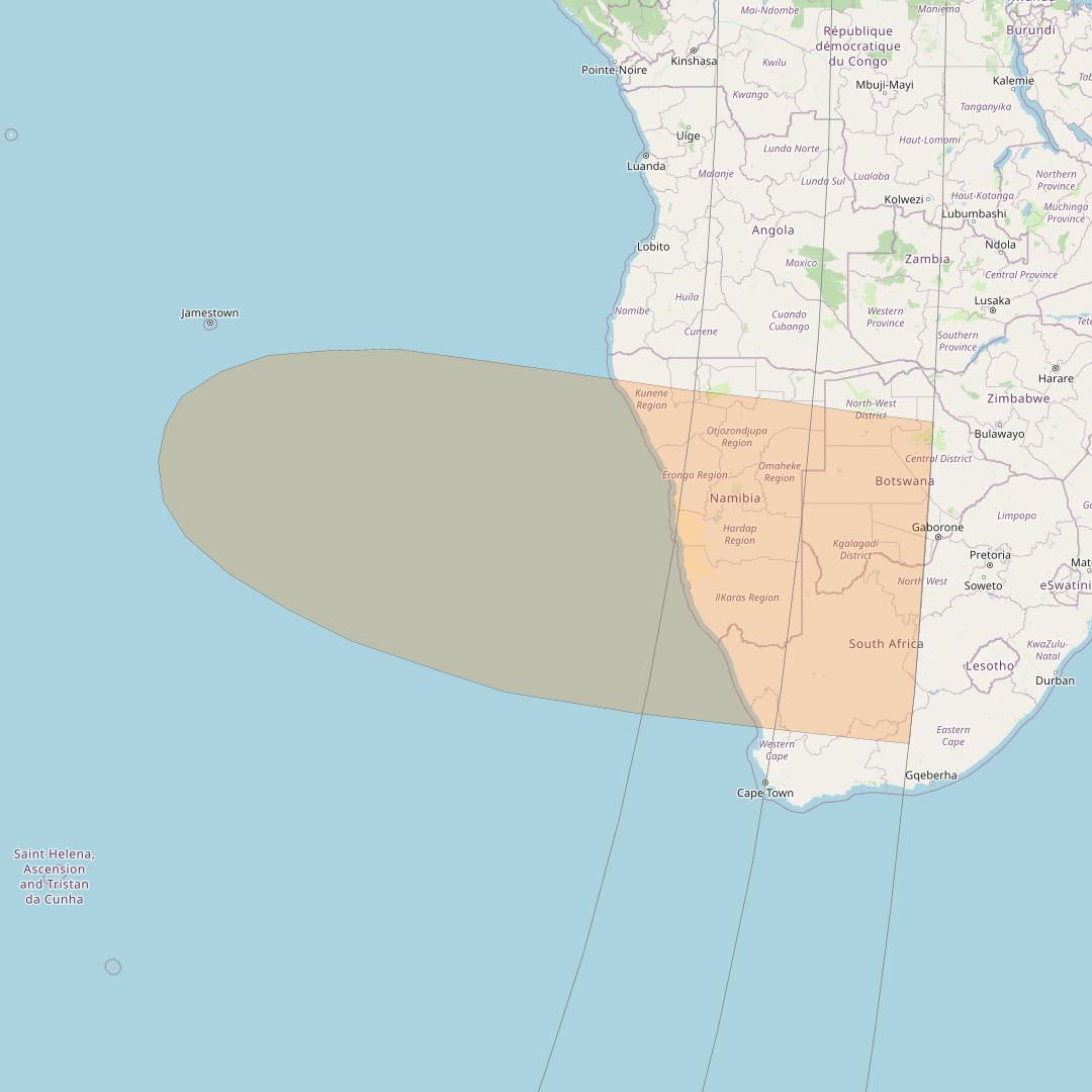 Inmarsat GX2 at 55° W downlink Ka-band S83DL Spot beam coverage map