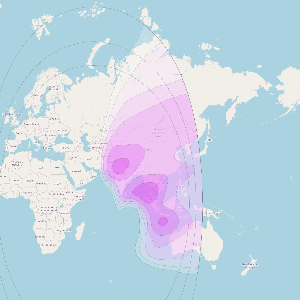 NSS 12 at 57° E downlink C-band East Hemi Beam coverage map