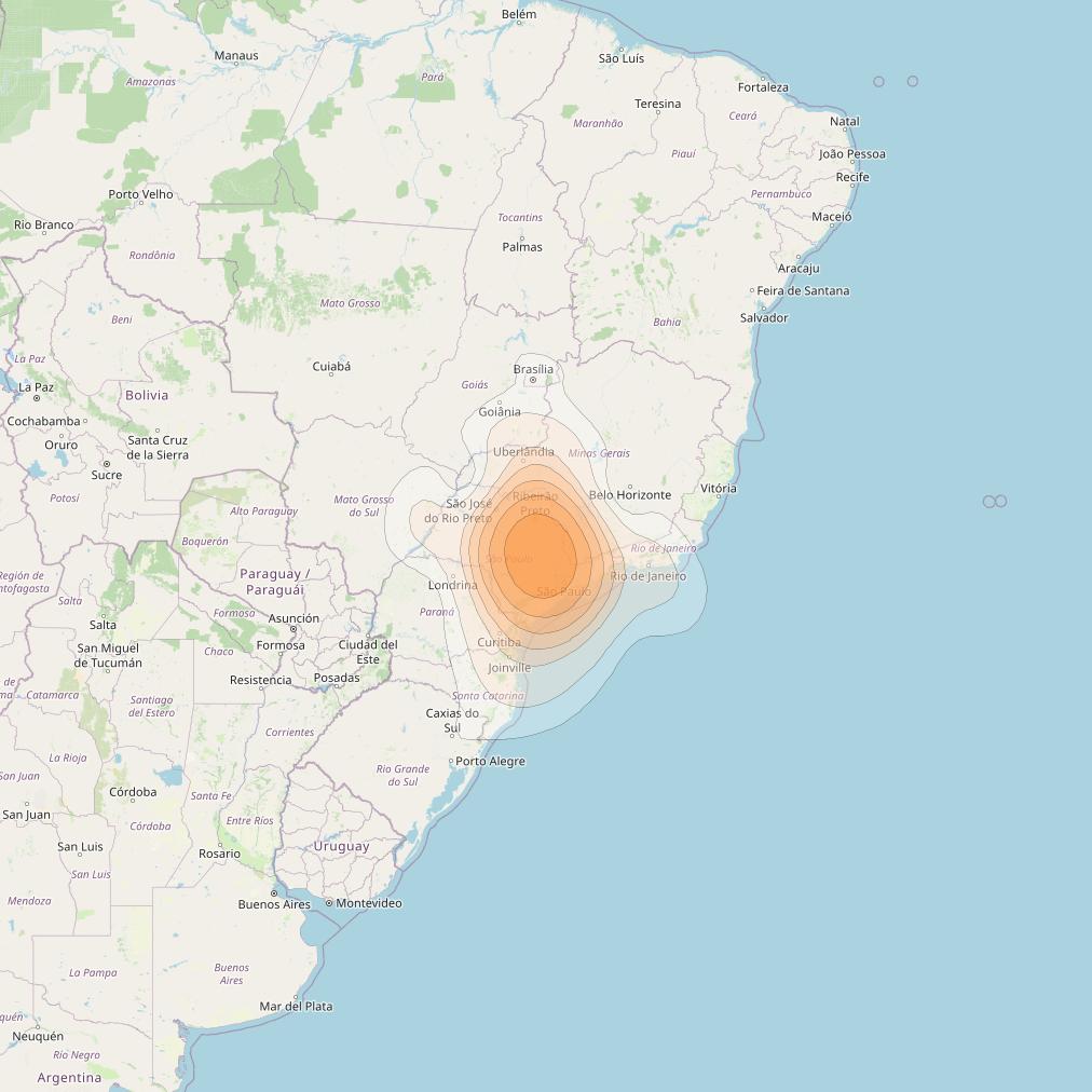 Amazonas 3 at 61° W downlink Ka-band Spot FW1D - Sao Paulo forward beam coverage map