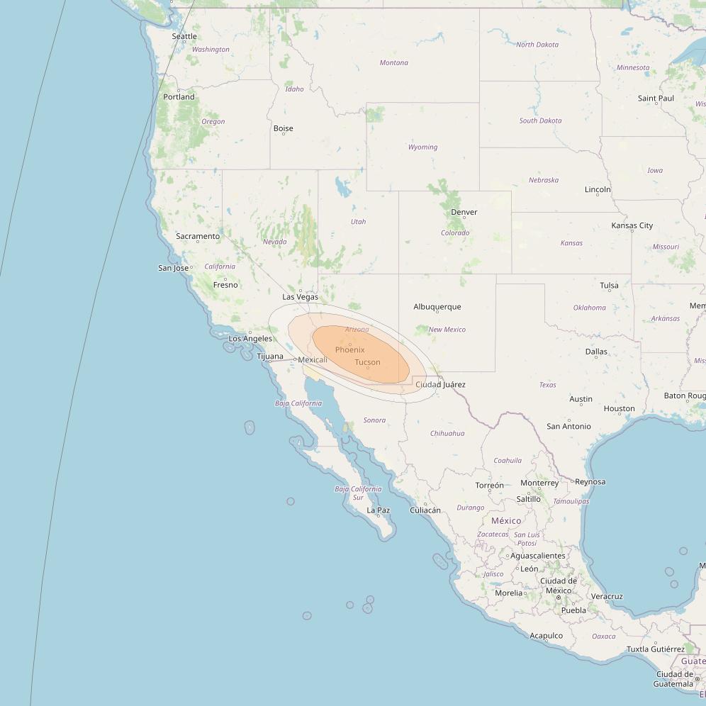Amazonas 3 at 61° W downlink Ka-band Spot RT6D - Tucson GW2 return beam coverage map