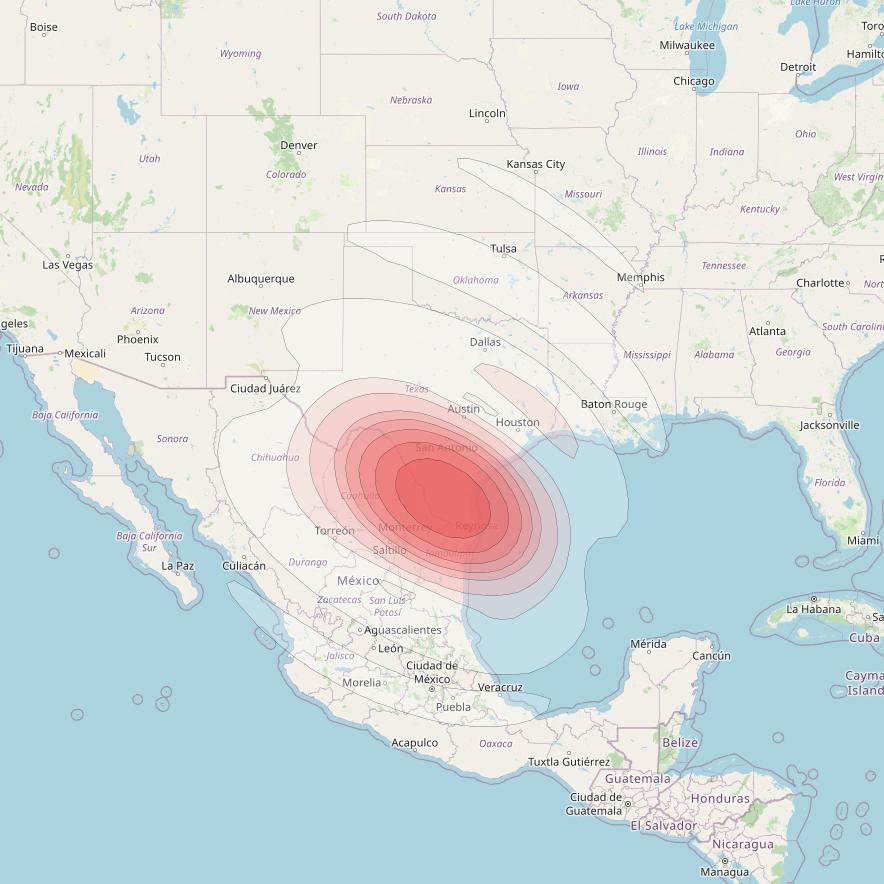 Echostar 16 at 61° W downlink Ku-band Spot SP18 beam coverage map