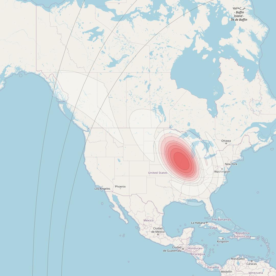 Echostar 16 at 61° W downlink Ku-band Spot SP34 beam coverage map