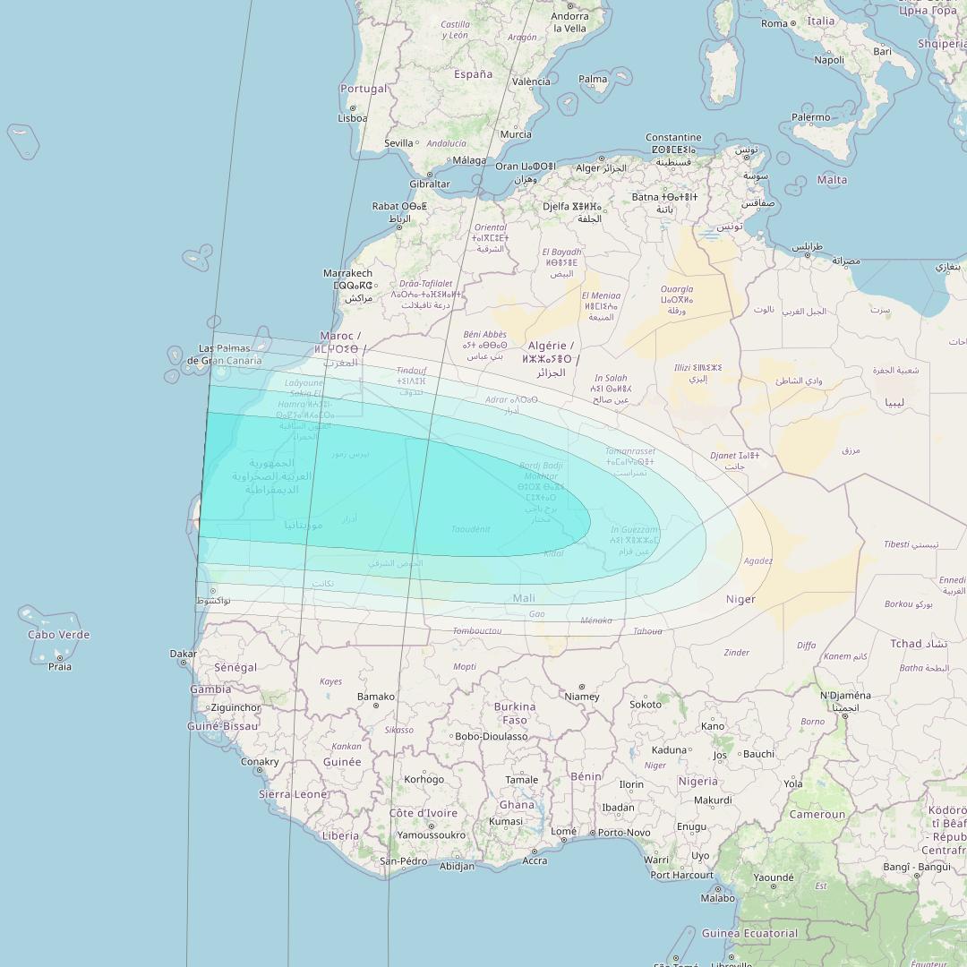 Inmarsat-4F2 at 64° E downlink L-band S007 User Spot beam coverage map