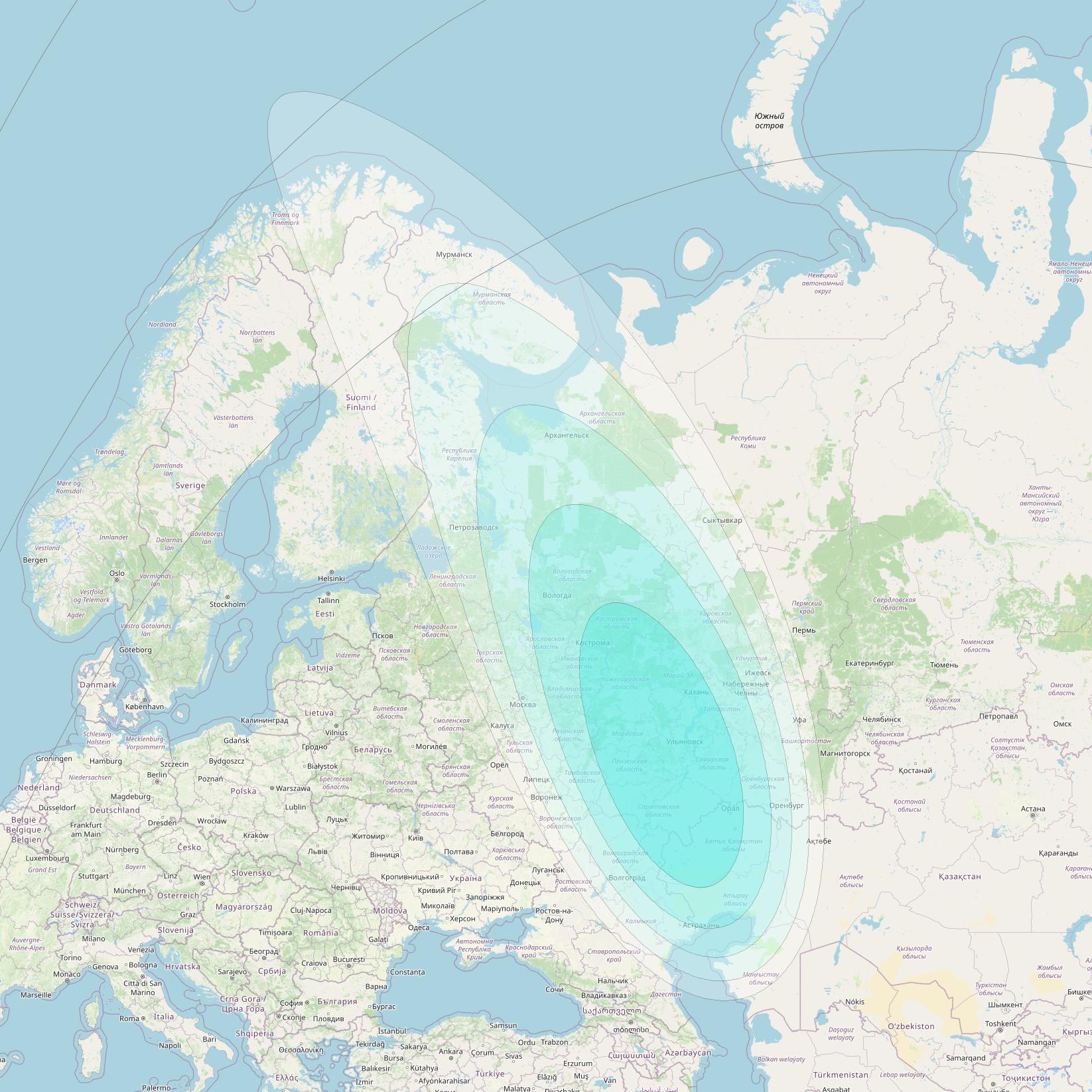 Inmarsat-4F2 at 64° E downlink L-band S081 User Spot beam coverage map