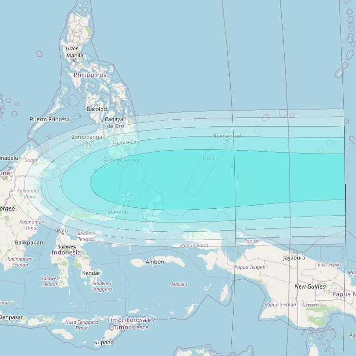 Inmarsat-4F2 at 64° E downlink L-band S191 User Spot beam coverage map