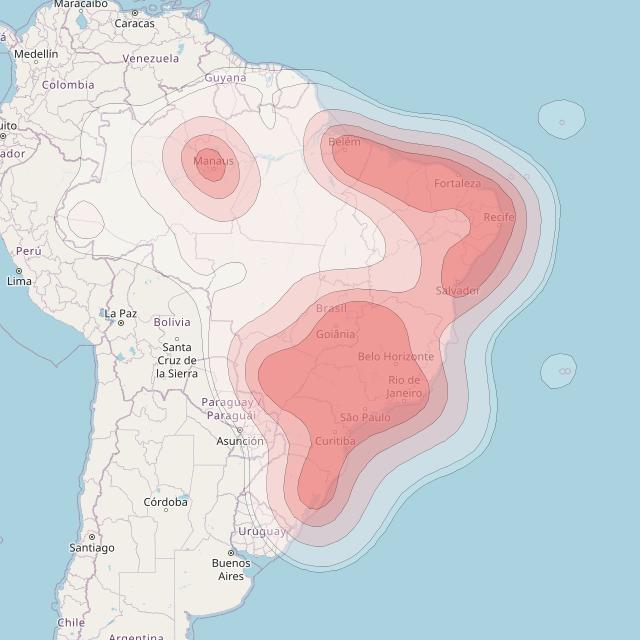 Eutelsat 65 West A at 65° W downlink Ku-band Brazil beam coverage map