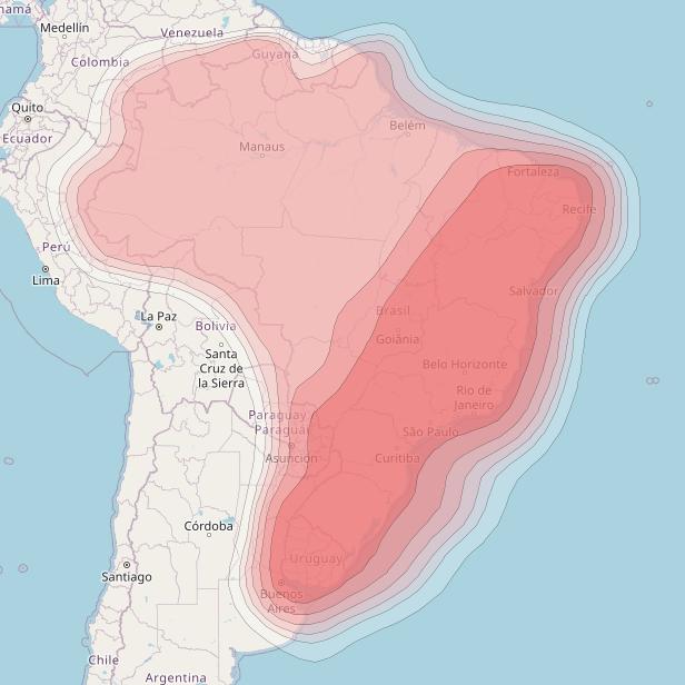 SES 10 at 67° W downlink Ku-band Brazil beam coverage map