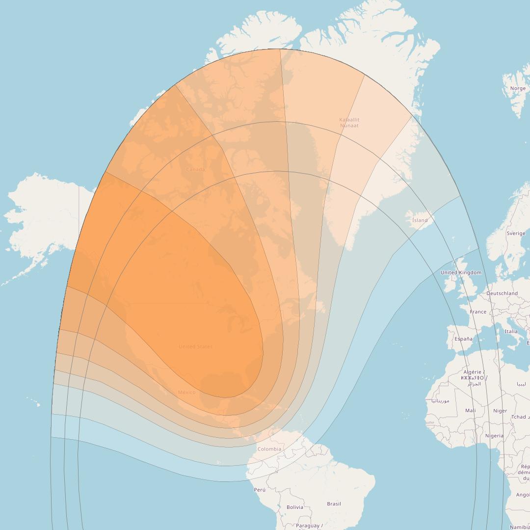 Viasat 2 at 70° W downlink Ka-band Autotrack beam coverage map