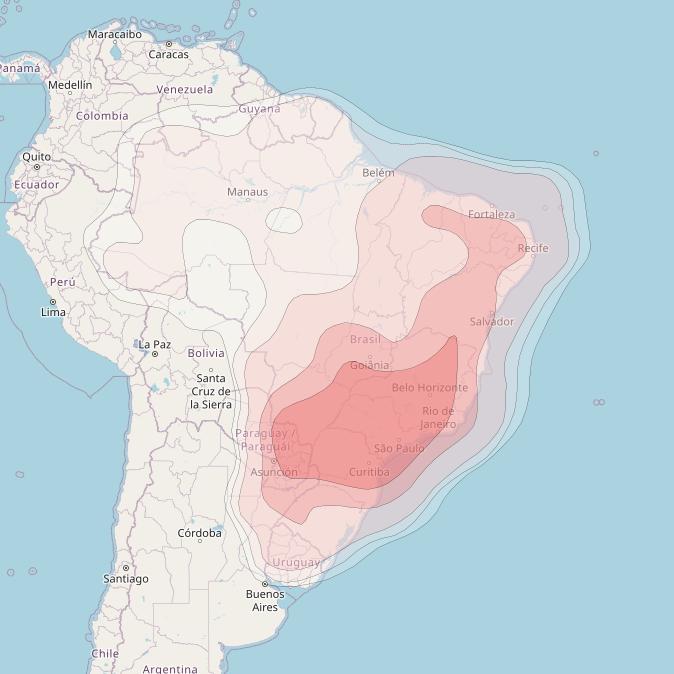 Star One D2 at 70° W downlink Ku-band Brazil beam coverage map