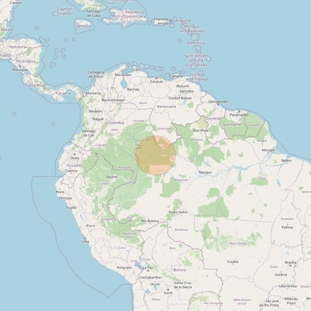 SGDC 1 at 75° W downlink Ka-band Spot55 User beam coverage map