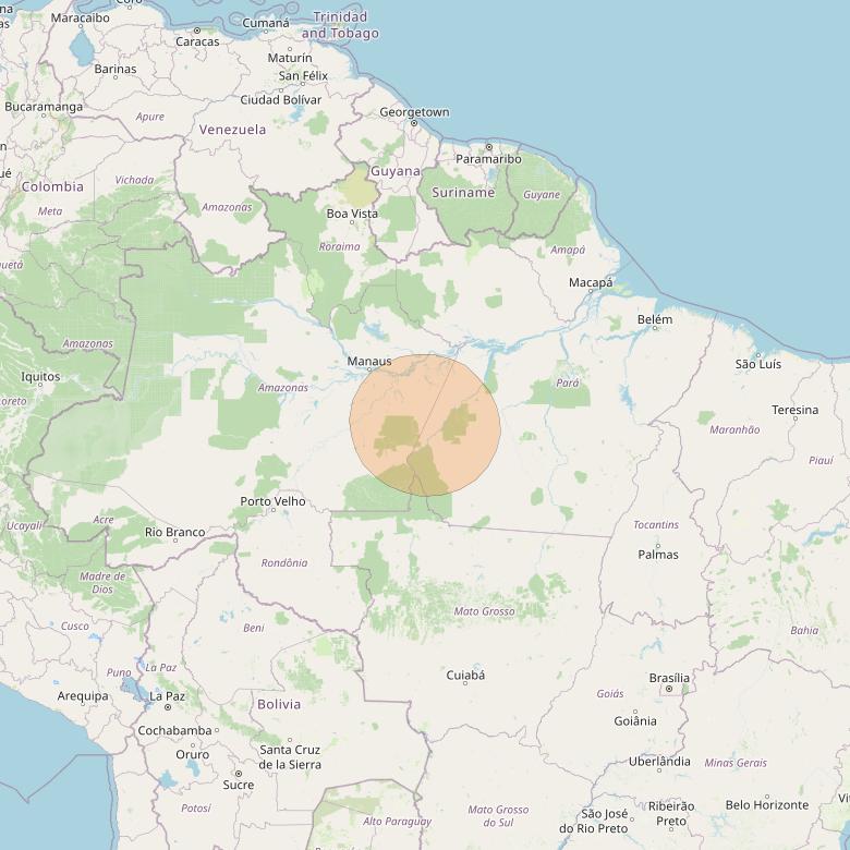 SGDC 1 at 75° W downlink Ka-band Spot57 User beam coverage map