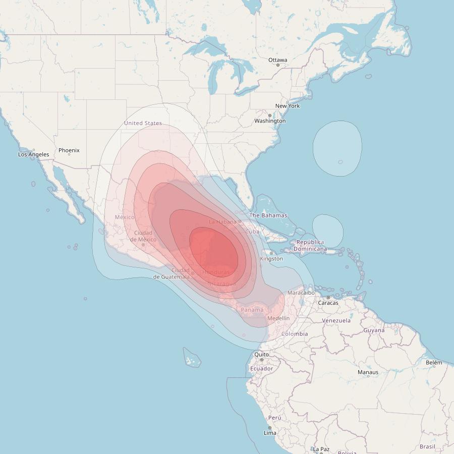 Intelsat 16 at 76° W downlink Ku-band Mexico 2 beam coverage map