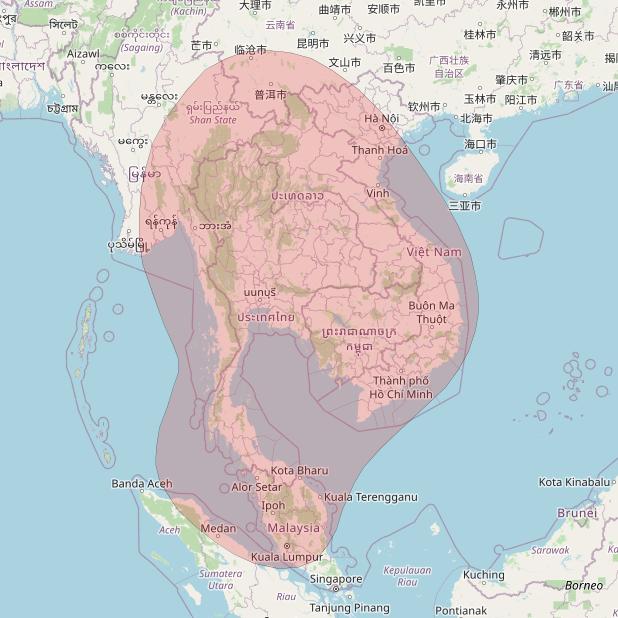 Thaicom 8 at 79° E downlink Ku-band South-East Asia beam coverage map
