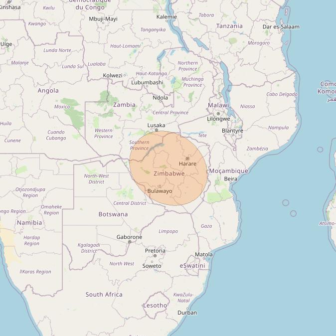 Eutelsat Konnect at 7° E downlink Ka-band AF52 User Spot beam coverage map