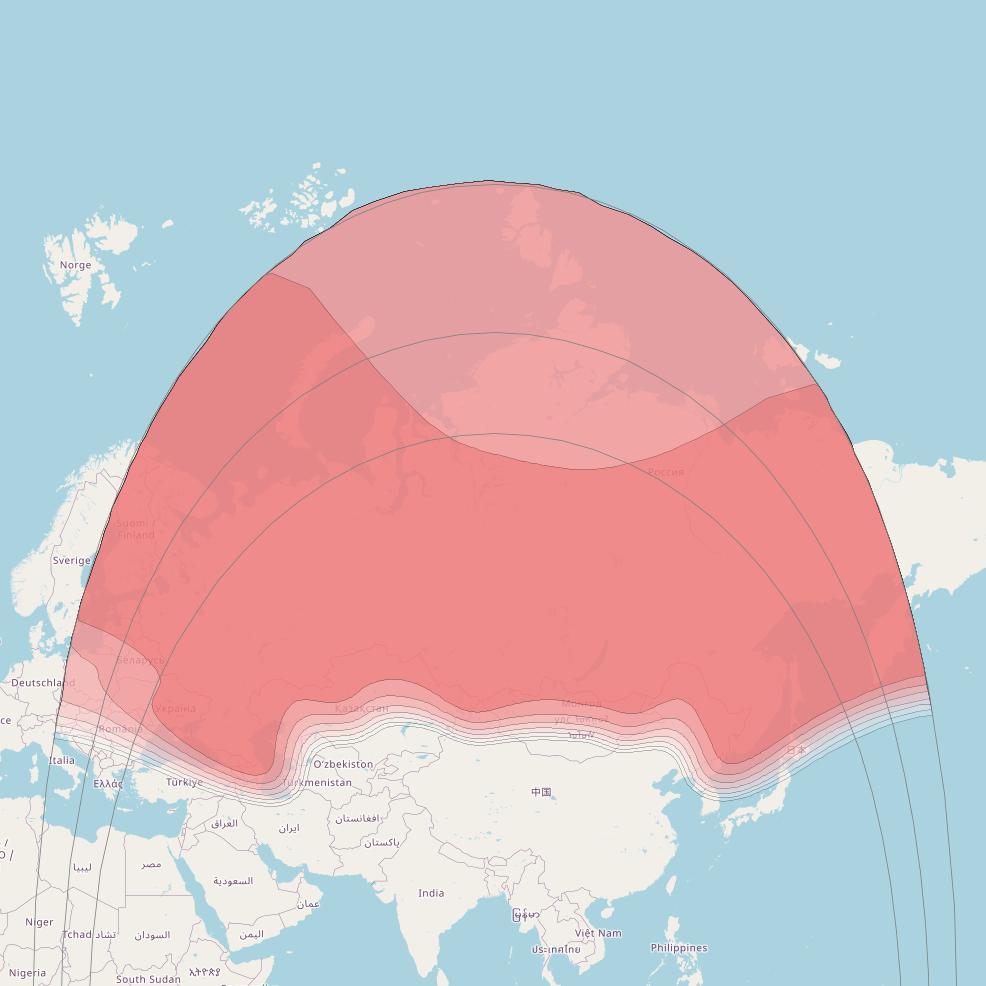 Yamal 401 at 90° E downlink Ku-band Russian beam coverage map