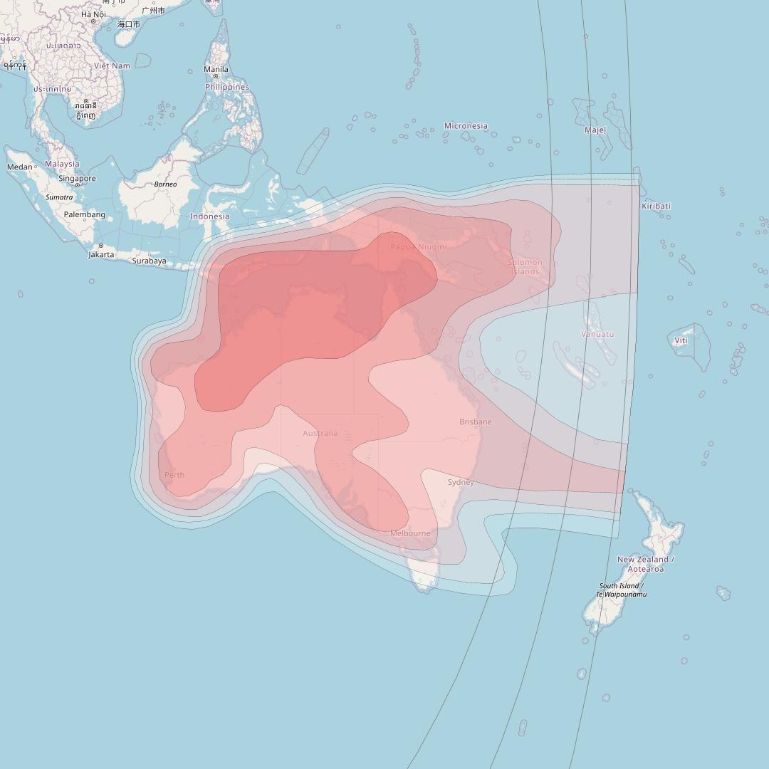 Measat 3B at 91° E downlink Ku-band Australia beam coverage map