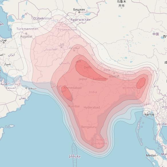 SES 12 at 95° E downlink Ku-band South Asia beam coverage map