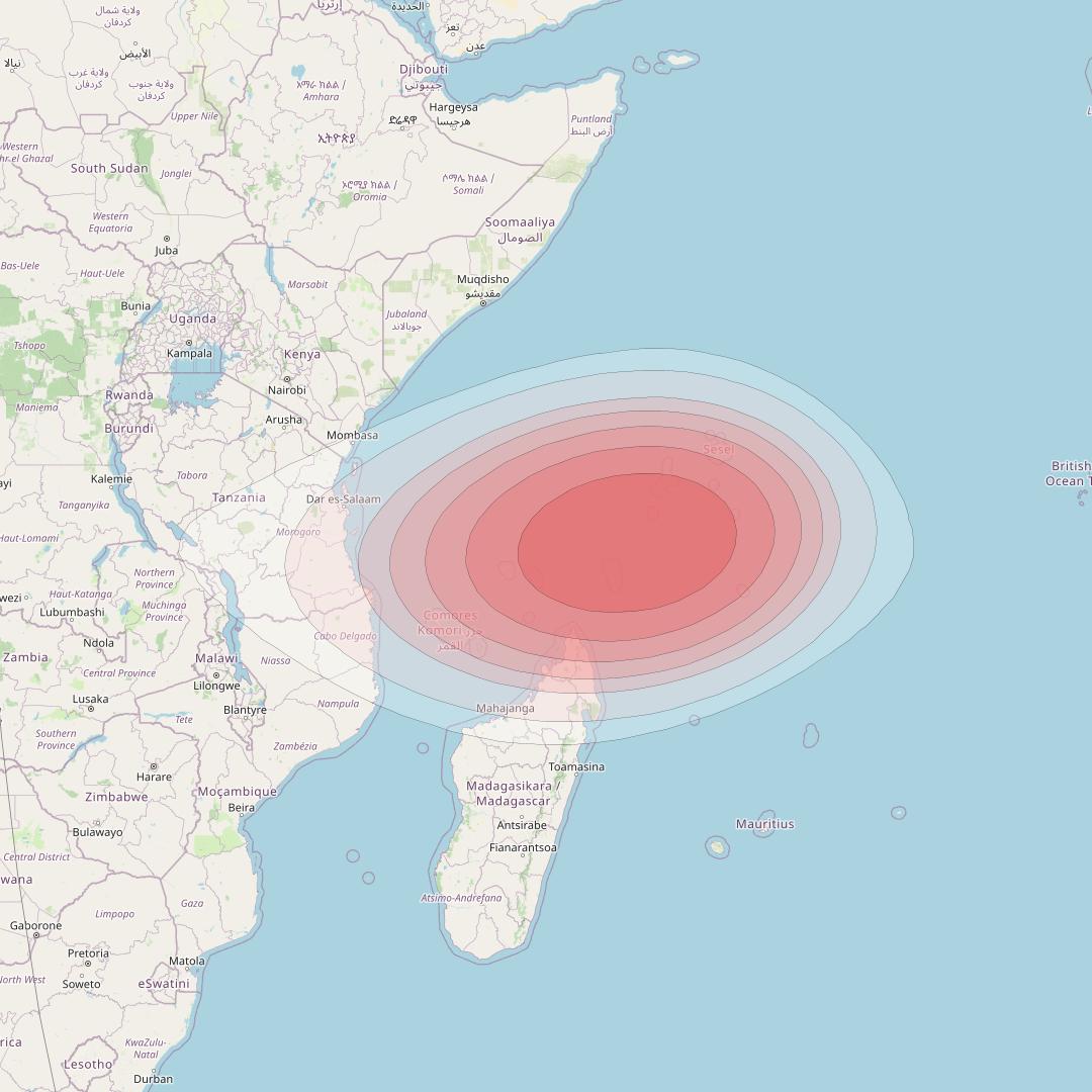 SES 12 at 95° E downlink Ku-band WA16 Spot beam coverage map