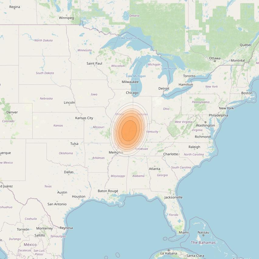 Echostar 19 at 97° W downlink Ka-band U065 User Spot beam coverage map