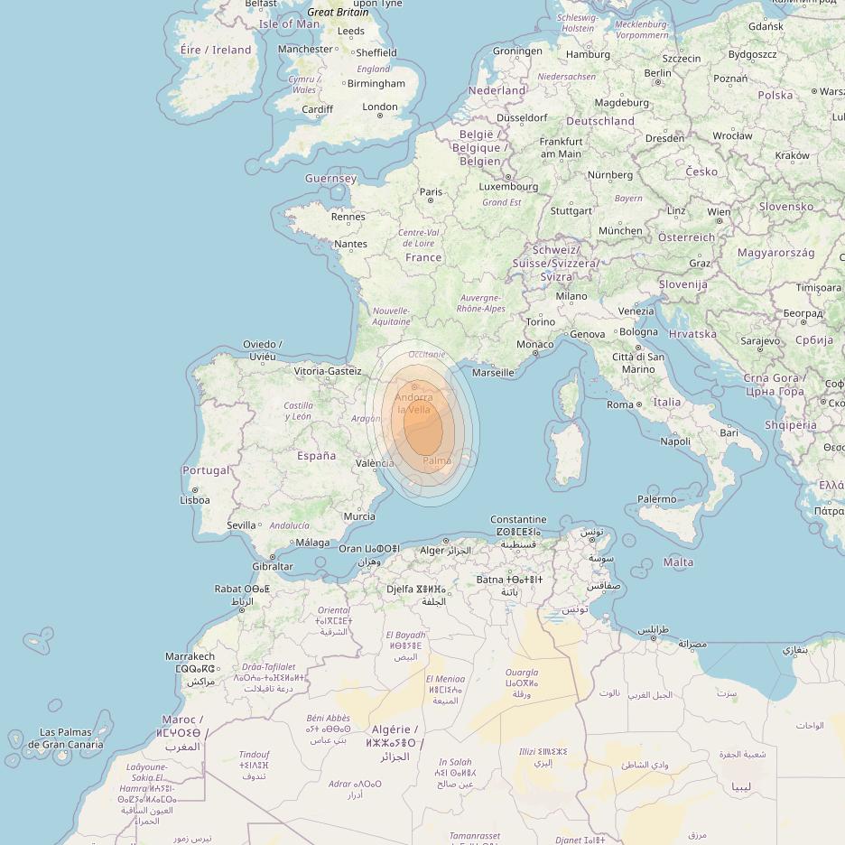 Eutelsat KA-SAT 9A at 9° E downlink Ka-band Spot 10 (GW5) beam coverage map