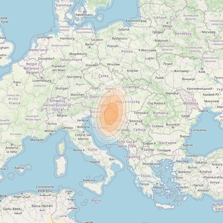 Eutelsat KA-SAT 9A at 9° E downlink Ka-band Spot 41 (GW2) beam coverage map